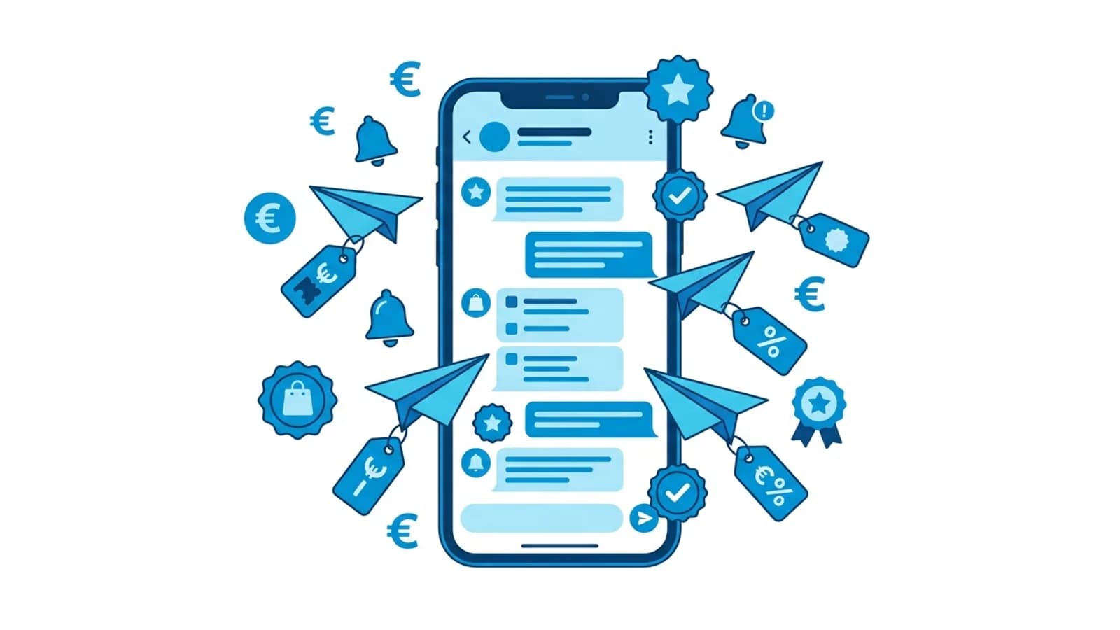 Smartphone con notifiche Telegram di offerte e ribassi di prezzo