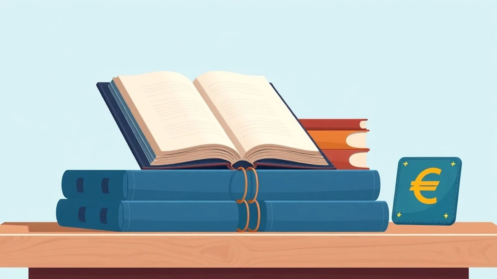 Quaderno aperto, libri e icona buono spesa per insegnanti italiani