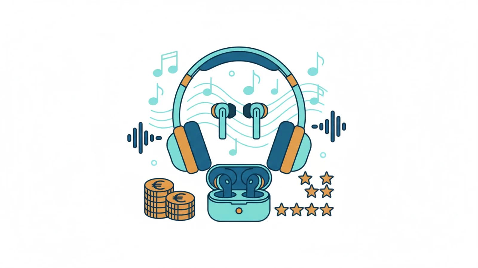 Cuffie wireless stilizzate con note musicali e prezzi per confronto acquisto